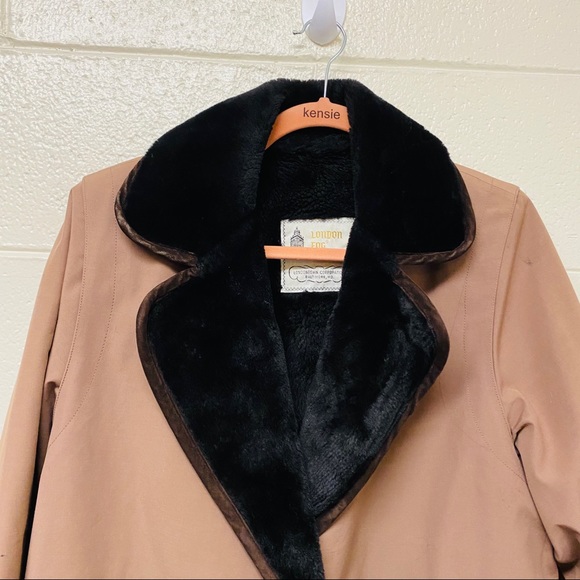 London Fog Fur Lined Collar Long Coat Jacket - Picture 7 of 12